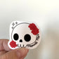 Memento Mori Sparkly Skull with Roses Sticker, Black, White, Red Goth Art, Spooky Season, Dark Horror, Vinyl Waterproof Small Sticker