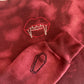 Hand Embroidered Vampire Lips with Bat Coffin on Tie Dye Maroon Fleece Long Sleeve Crew