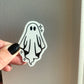 Sparkly Sheet Ghost Sticker, Black and White Goth Art, Spooky Season, Dark Horror, Vinyl Waterproof Small Sticker