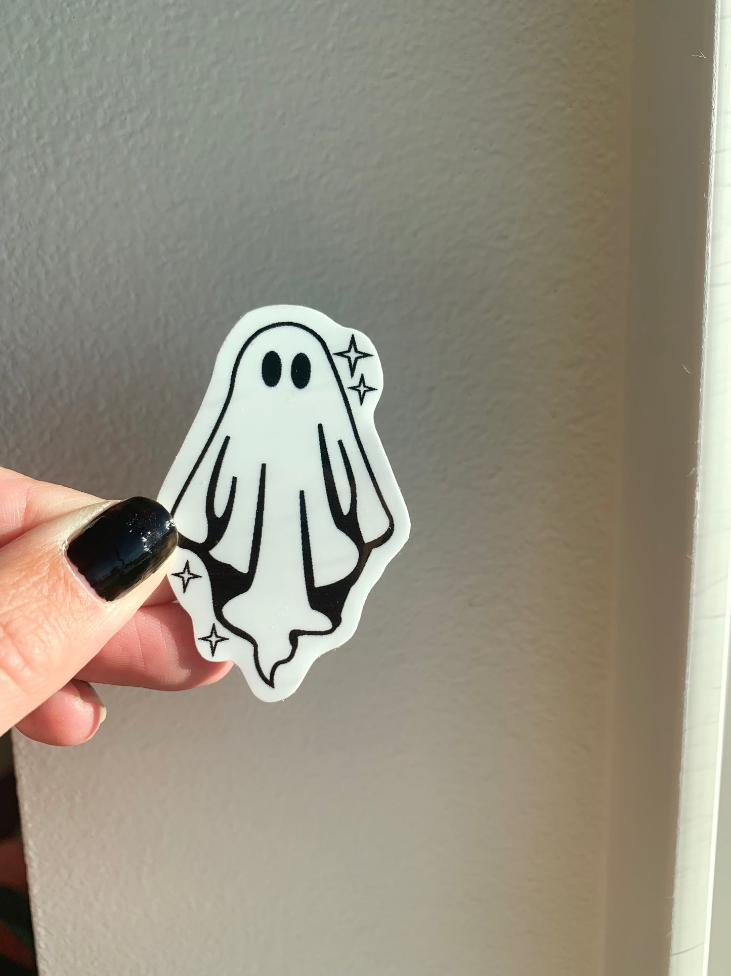 Sparkly Sheet Ghost Sticker, Black and White Goth Art, Spooky Season, Dark Horror, Vinyl Waterproof Small Sticker