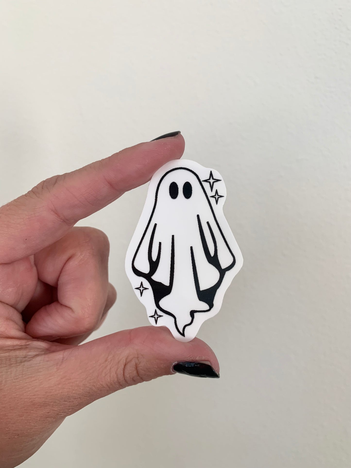 Sparkly Sheet Ghost Sticker, Black and White Goth Art, Spooky Season, Dark Horror, Vinyl Waterproof Small Sticker