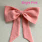 100% Cotton Double Gauze Sailor Hair Bow with Pointed Tails, Light Weight Bow for Girl, Medium Size Bow Women's gift, Spring Hair Accessory