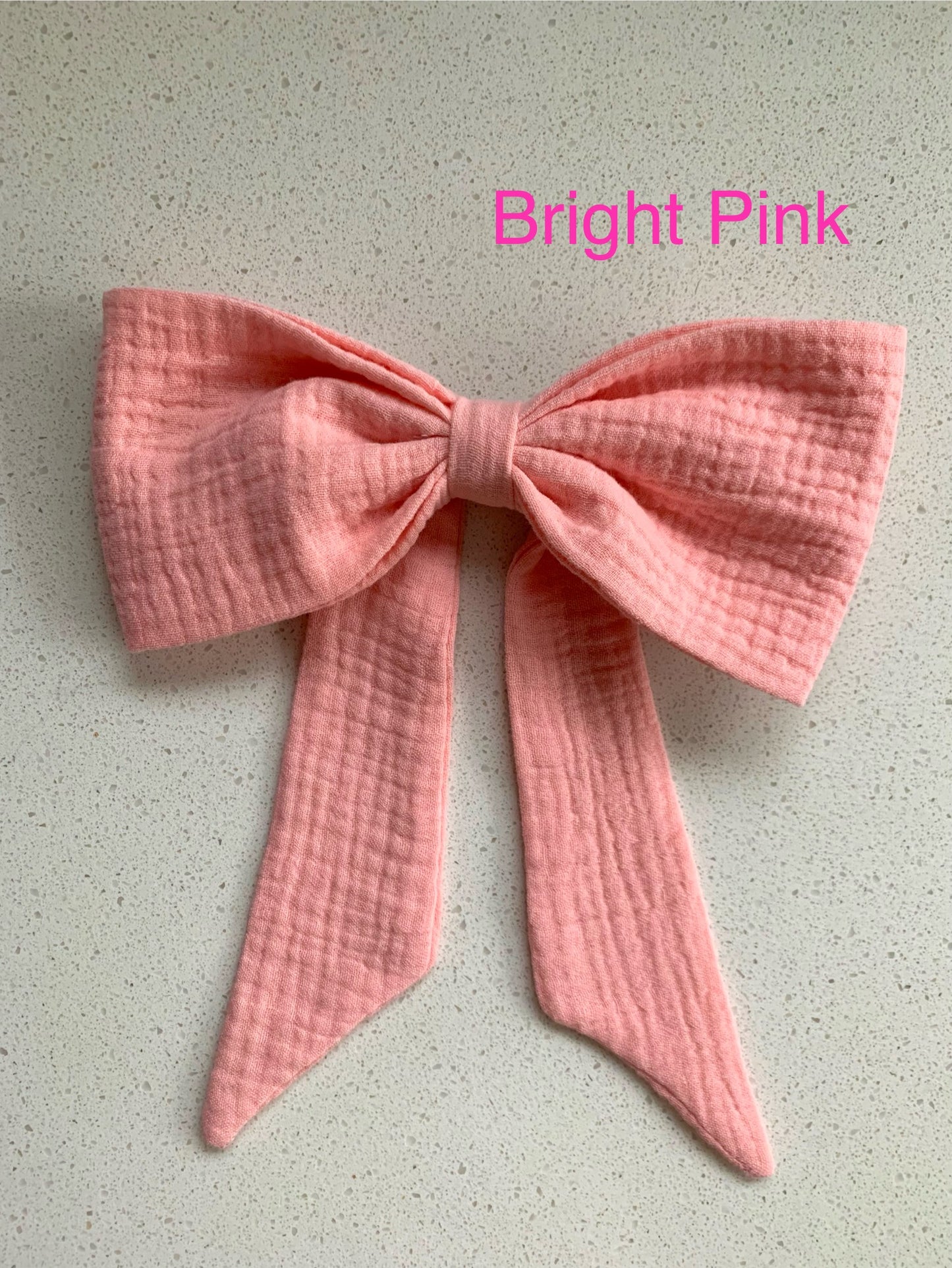 100% Cotton Double Gauze Sailor Hair Bow with Pointed Tails, Light Weight Bow for Girl, Medium Size Bow Women's gift, Spring Hair Accessory