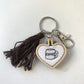 Heart Hand Embroidered Keychain with Tassel