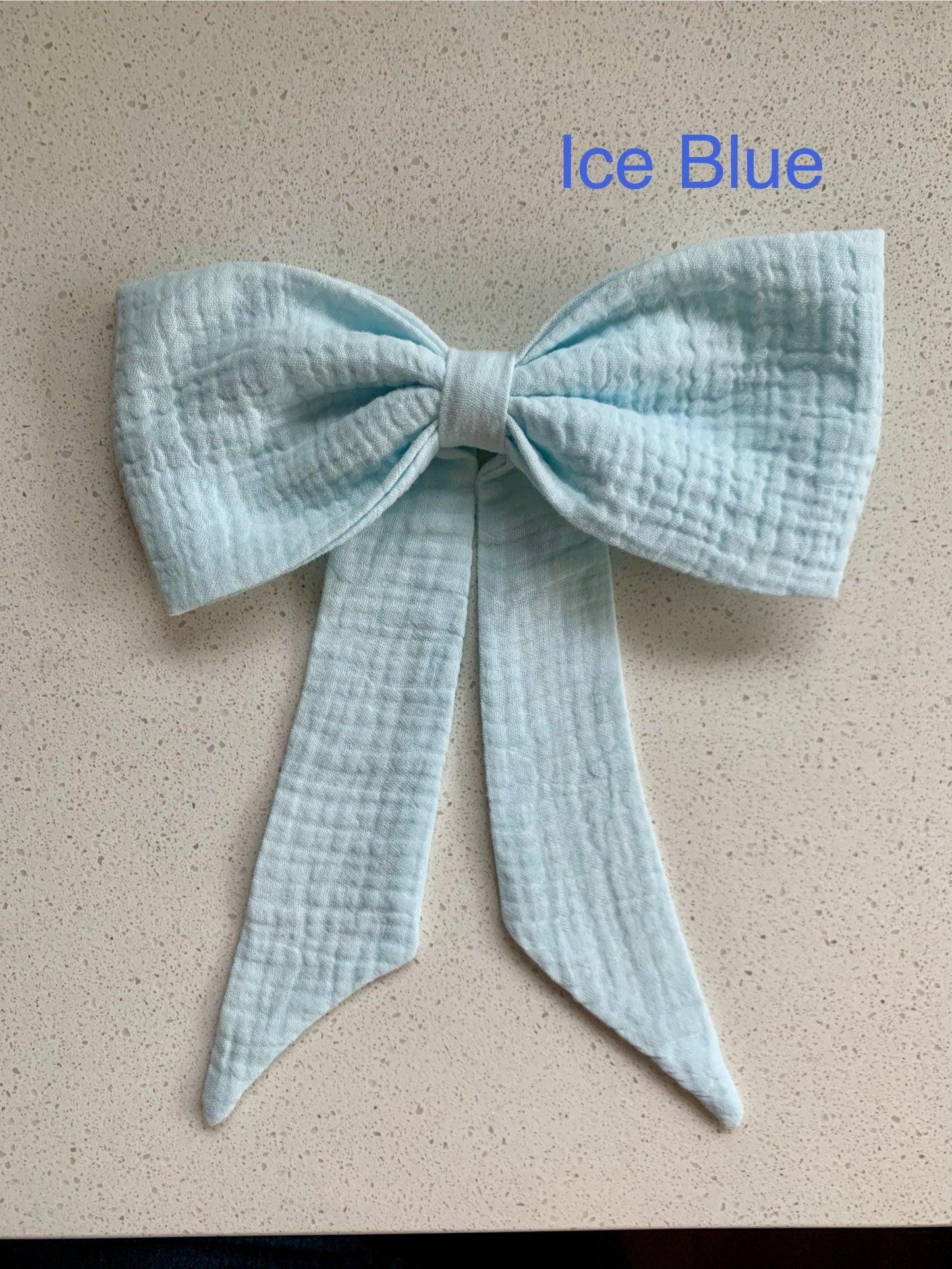 100% Cotton Double Gauze Sailor Hair Bow with Pointed Tails, Light Weight Bow for Girl, Medium Size Bow Women's gift, Spring Hair Accessory