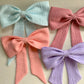 100% Cotton Double Gauze Sailor Hair Bow with Pointed Tails, Light Weight Bow for Girl, Medium Size Bow Women's gift, Spring Hair Accessory