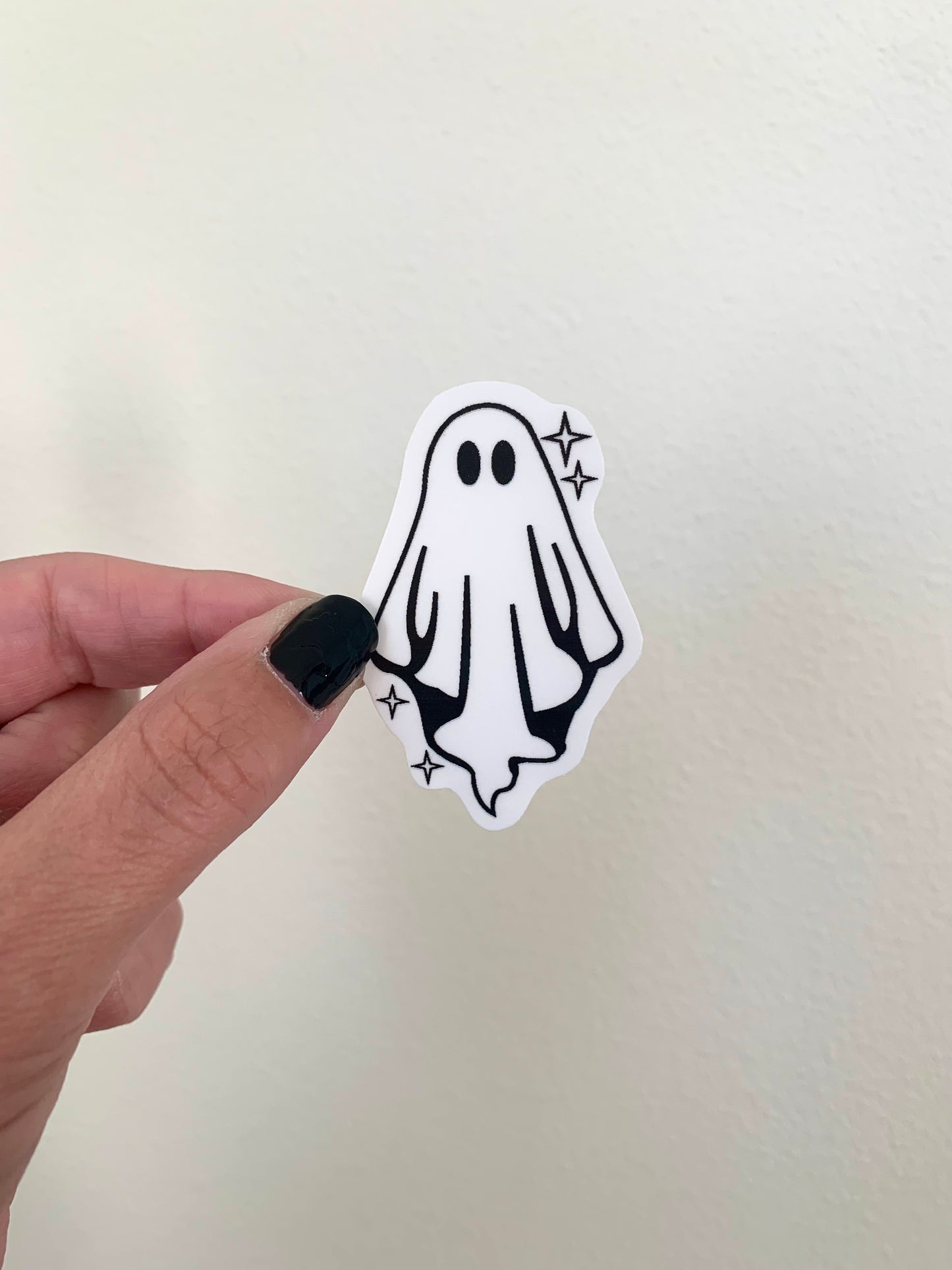 Sparkly Sheet Ghost Sticker, Black and White Goth Art, Spooky Season, Dark Horror, Vinyl Waterproof Small Sticker