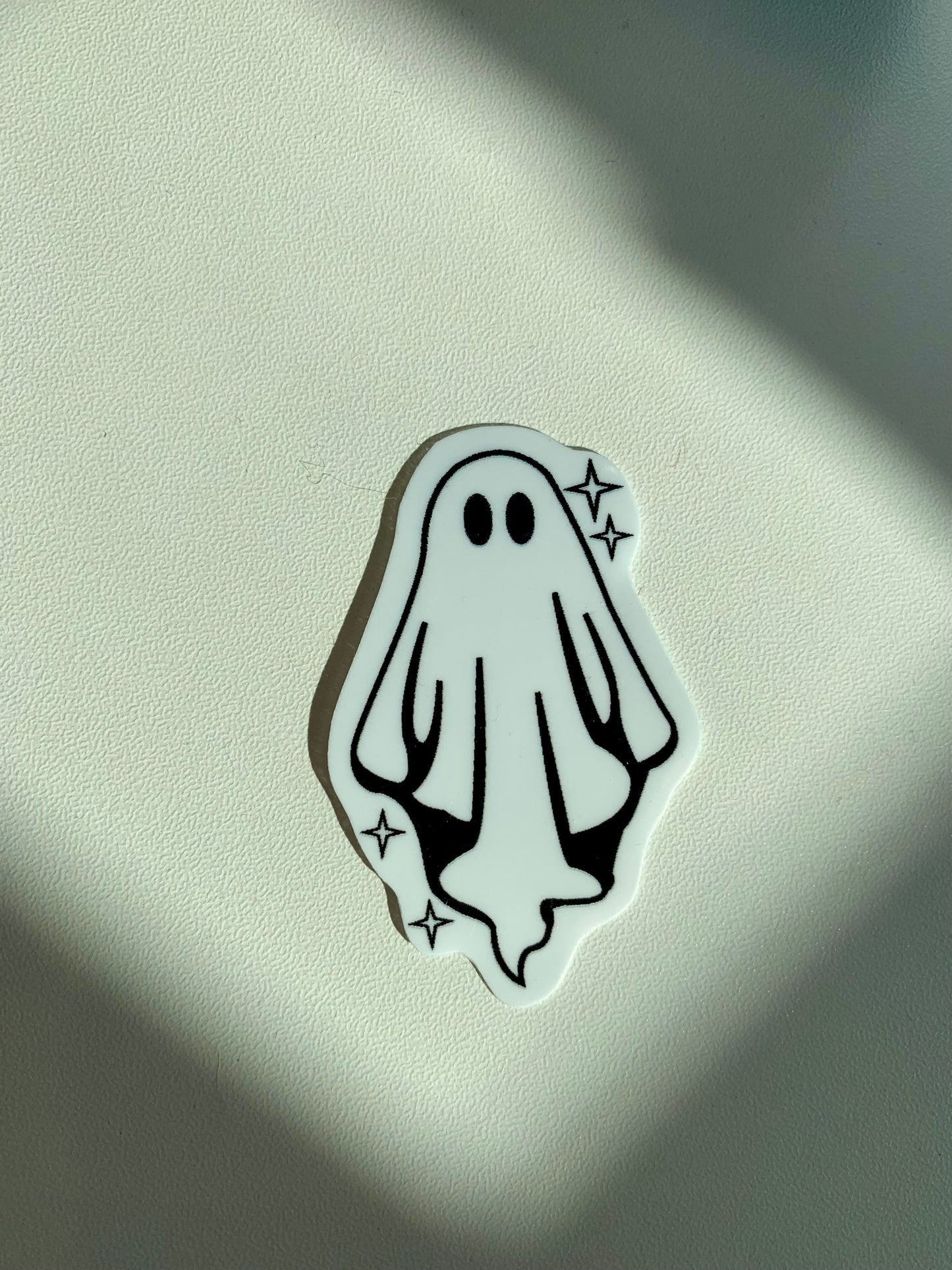 Sparkly Sheet Ghost Sticker, Black and White Goth Art, Spooky Season, Dark Horror, Vinyl Waterproof Small Sticker