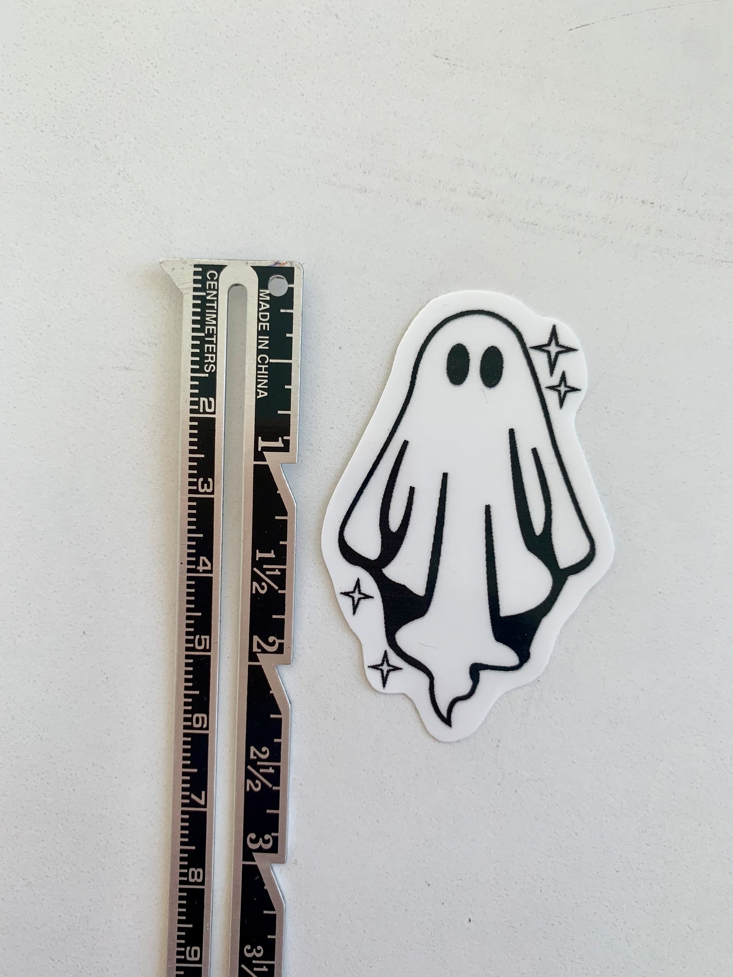 Sparkly Sheet Ghost Sticker, Black and White Goth Art, Spooky Season, Dark Horror, Vinyl Waterproof Small Sticker