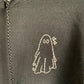 Hand Embroidered Sparkly Sheet Ghost on Solid Black Hoodie