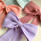 100% Cotton Double Gauze Sailor Hair Bow with Pointed Tails, Light Weight Bow for Girl, Medium Size Bow Women's gift, Spring Hair Accessory