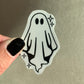 Sparkly Sheet Ghost Sticker, Black and White Goth Art, Spooky Season, Dark Horror, Vinyl Waterproof Small Sticker