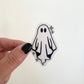 Sparkly Sheet Ghost Sticker, Black and White Goth Art, Spooky Season, Dark Horror, Vinyl Waterproof Small Sticker