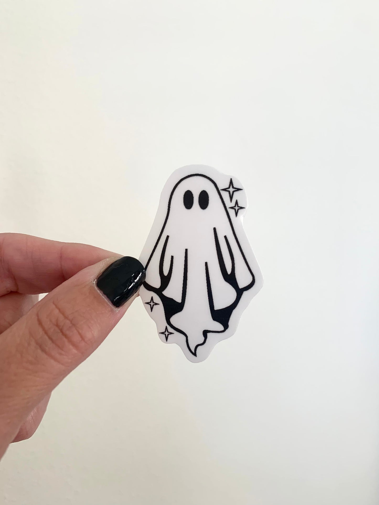 Sparkly Sheet Ghost Sticker, Black and White Goth Art, Spooky Season, Dark Horror, Vinyl Waterproof Small Sticker