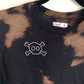 Skull With Cross Bones Hand Embroidery Tie Dye Black Fleece Long Sleeve Crew