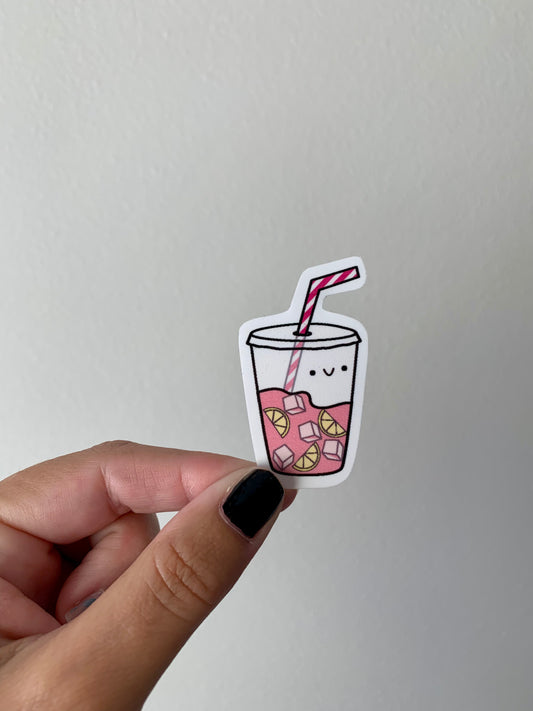 Kawaii Happy Smiling Pink Lemonade Sticker