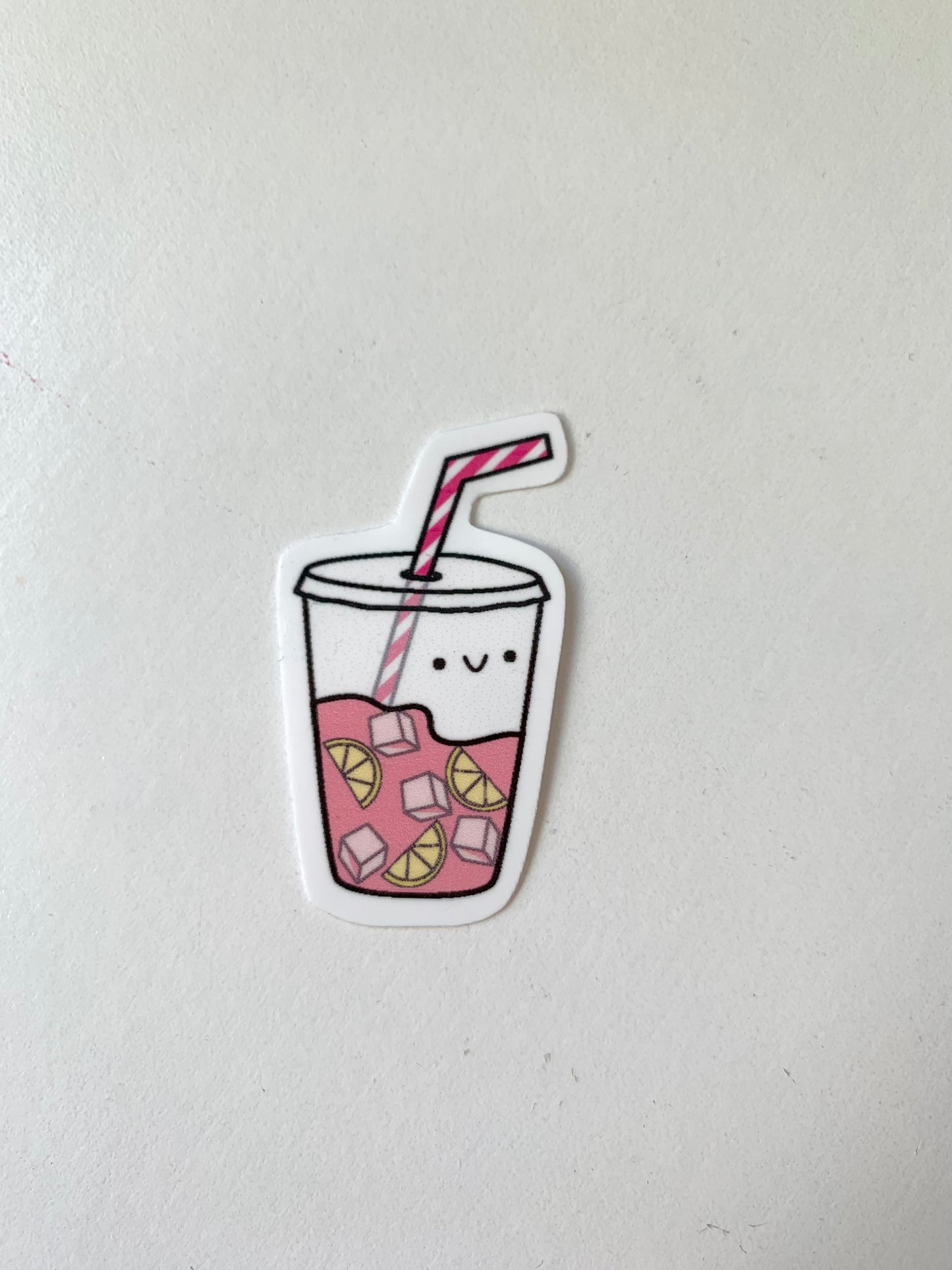 Kawaii Happy Smiling Pink Lemonade Sticker