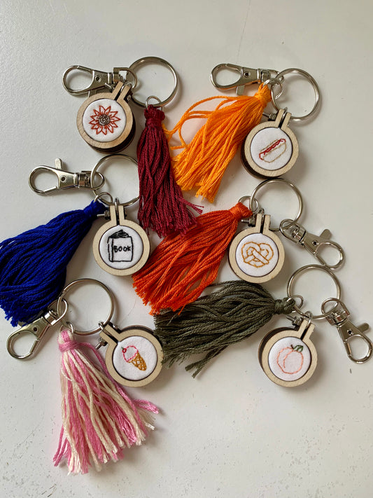 Hand Embroidered Keychain with Tassel