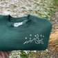 Made to Order Starry Night Mountain Range Hand Embroidery – Unisex Dark Green Fleece Sweatshirt
