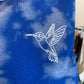 Made to Order White Hummingbird Hand Embroidery – Unisex Royal Blue Tie-Dye Fleece Sweatshirt