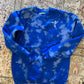Made to Order White Hummingbird Hand Embroidery – Unisex Royal Blue Tie-Dye Fleece Sweatshirt