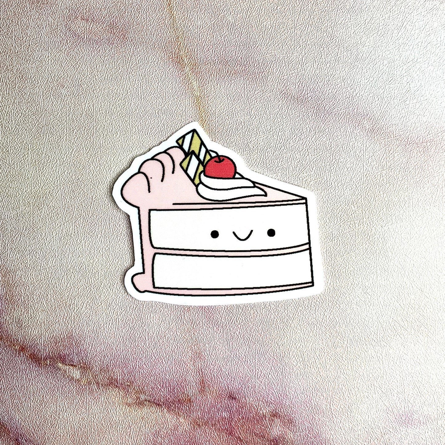 Kawaii Happy Smiling Cake Slice Sticker