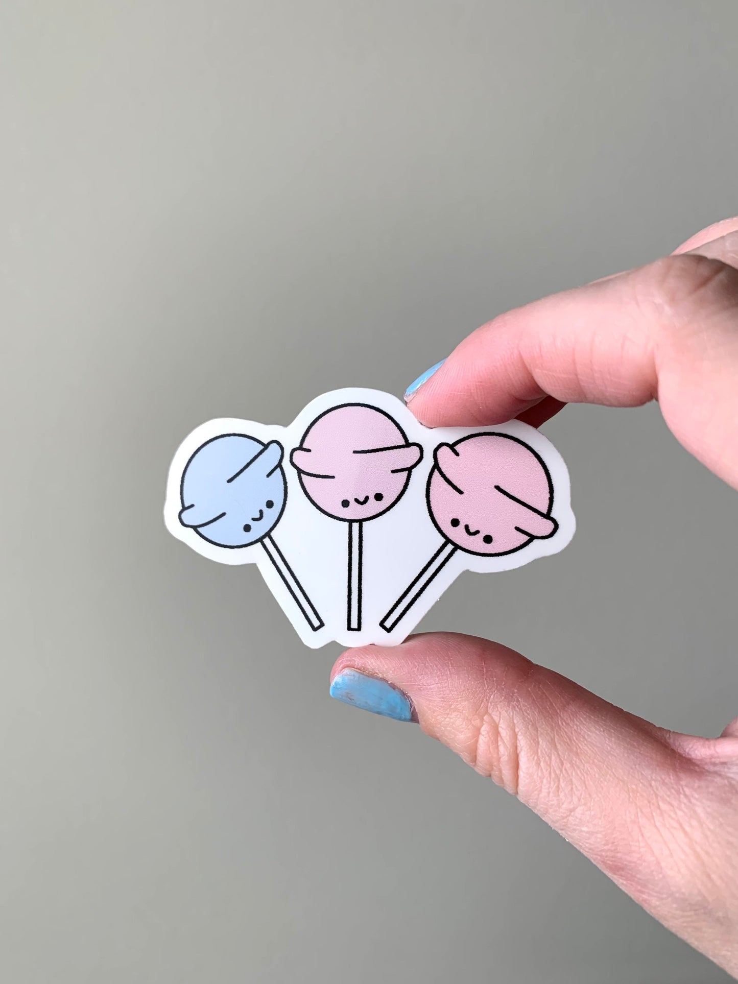 Kawaii Happy Smiling Pastel Colored Lollipops Trio Sticker