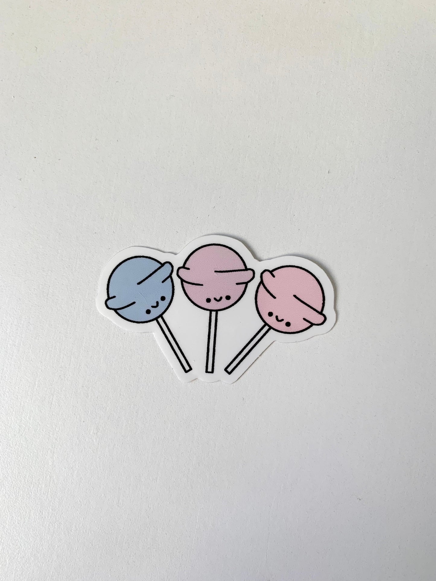 Kawaii Happy Smiling Pastel Colored Lollipops Trio Sticker