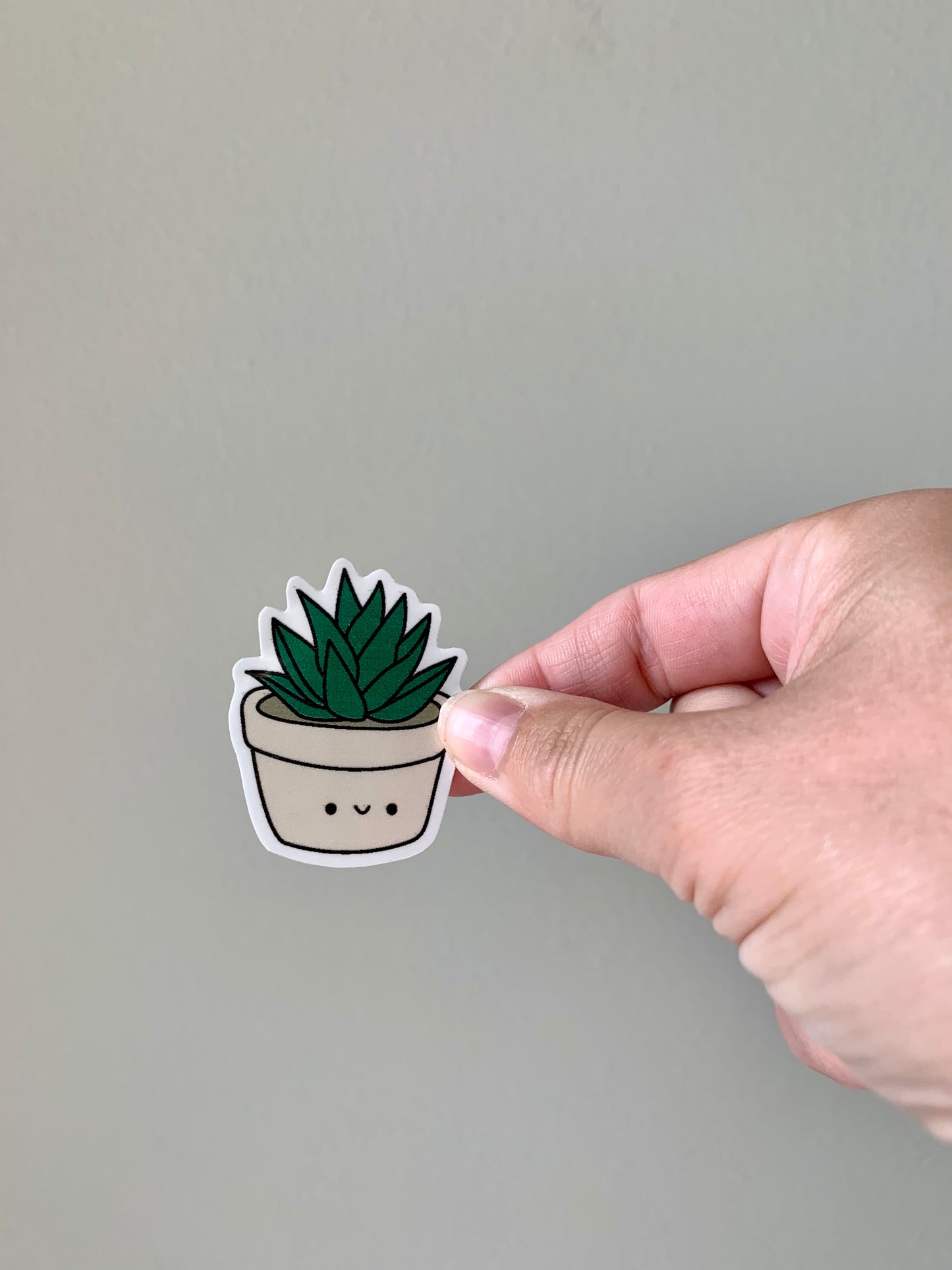 Kawaii Happy Smiling Aloe Potted Plant Sticker