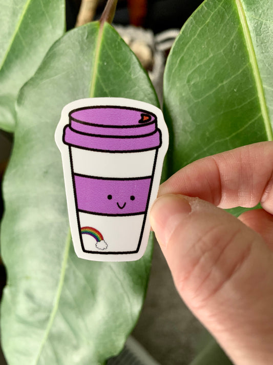 Kawaii To Go Rainbow Latte Coffee Cup Sticker