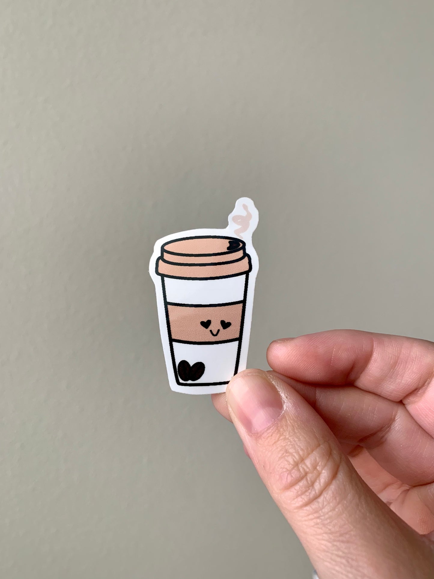 Sticker Latte Cup with Heart Design. 