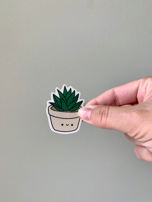 Kawaii Happy Smiling Aloe Potted Plant Sticker
