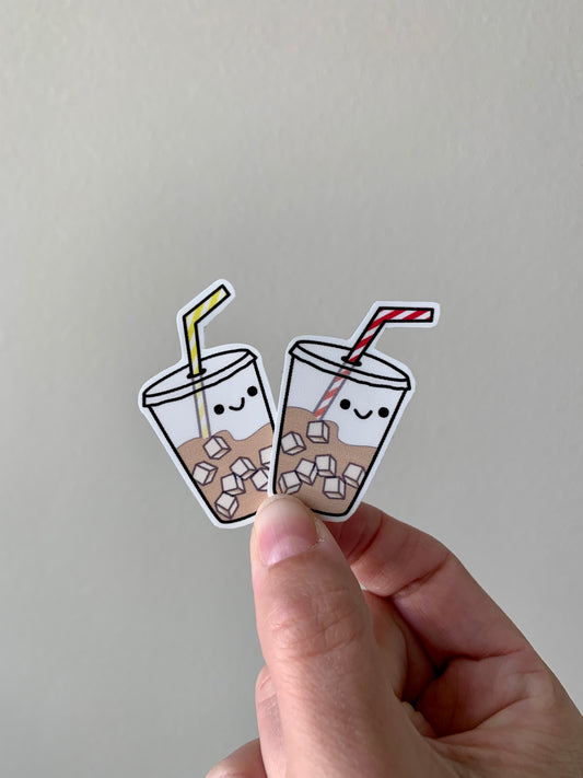 Kawaii Happy Smiling Ice Coffee Sticker