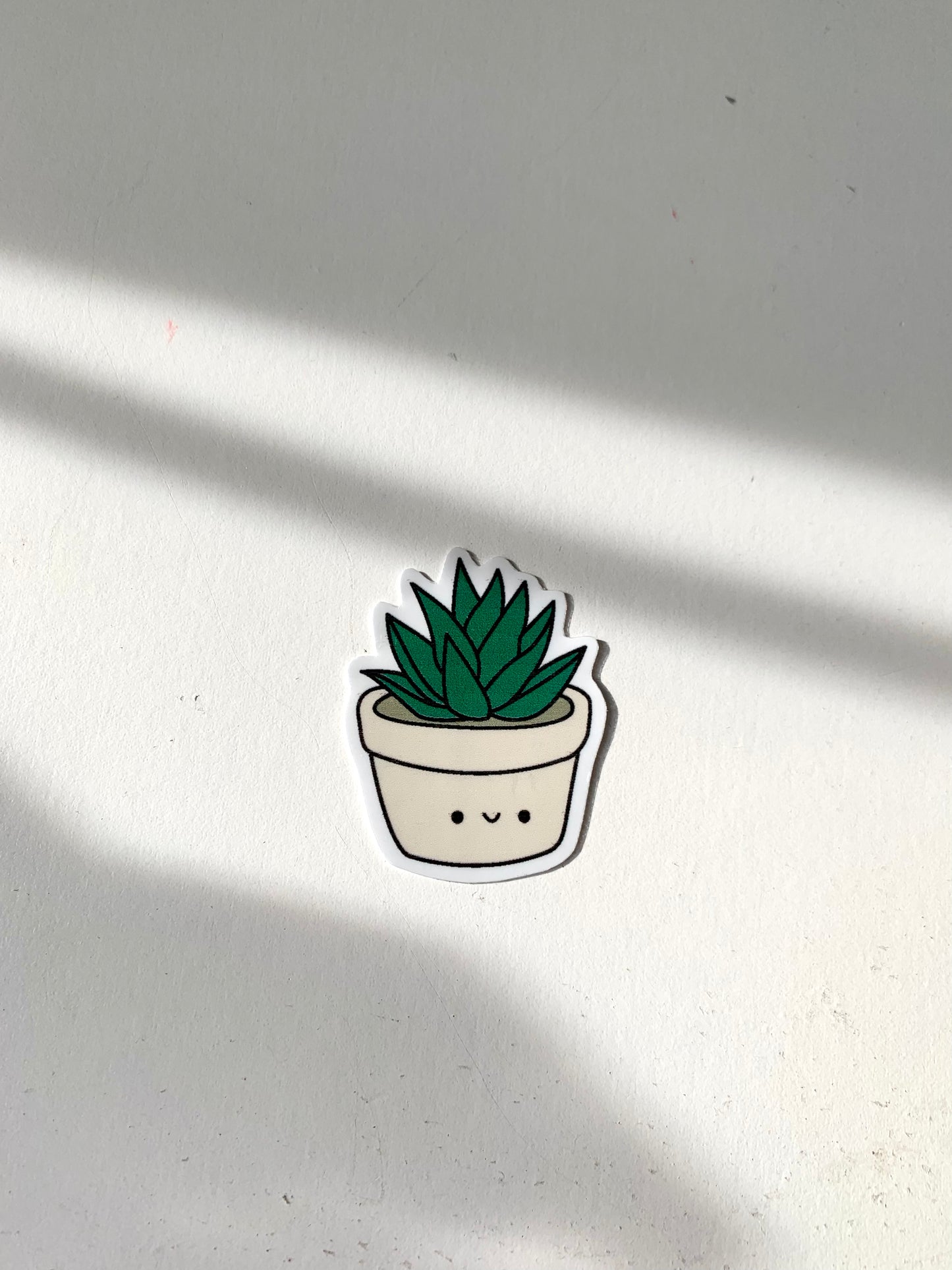 Kawaii Happy Smiling Aloe Potted Plant Sticker